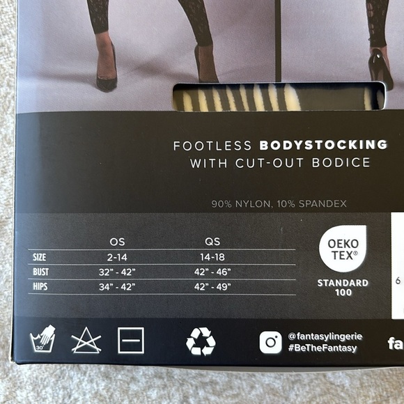 Brand New Fantasy Lingerie Catch The Feeling Cut Out Footless Lace Bodystockings - Picture 10 of 11